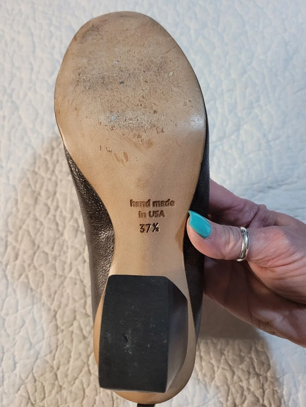 Cydwoq Engage Handmade Vintage Leather Block Heel Zipper Sz US 7.5 EU 37.5
